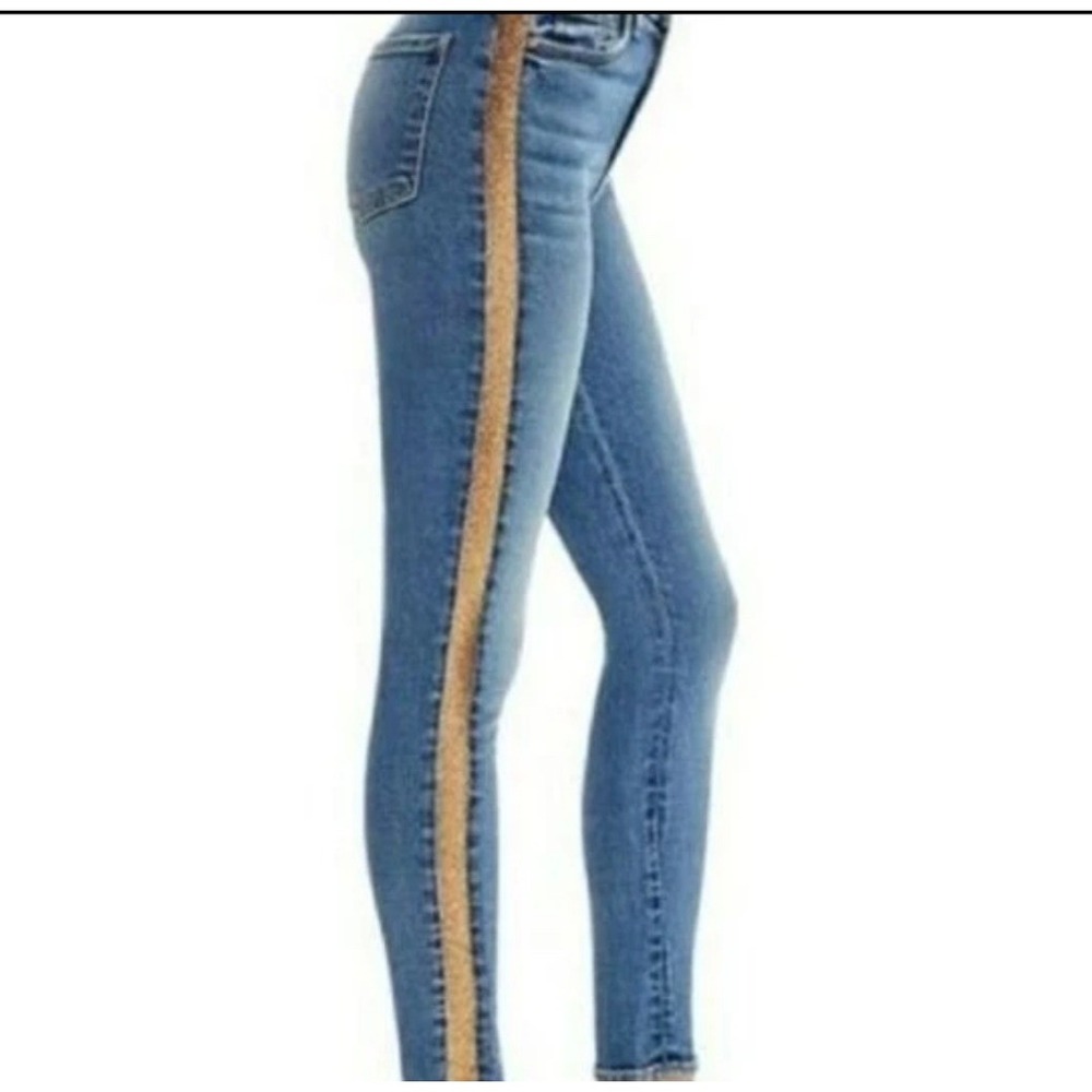 7‎ For All Mankind High Waist Ankle Skinny Luxe Vintage Copper Race Stripe Jean